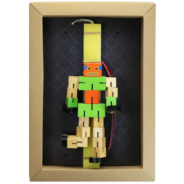 SYNCHRONIA HANDMADE CANDLE 30 cm WOODEN TRANSFORMER - YELLOW