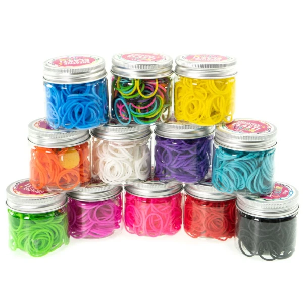 JAR WITH RUBBER BANDS & DECORATIVES GIRABRILLA