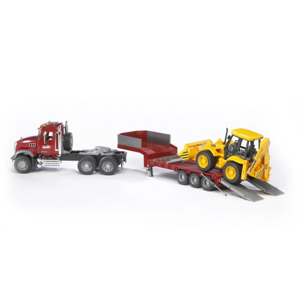 BRUDER MACK GRANITE TRUCK LOW LOADER+JCB 4CX