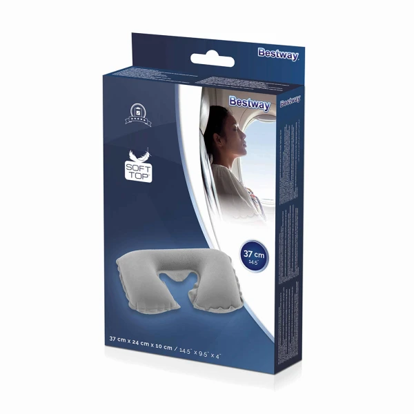 BESTWAY INFLATABLEFLOCKED AIR NECK REST 37X24X10 cm GREY