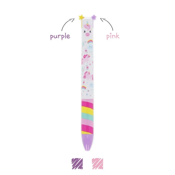 LEGAMI 2 COLOUR BALLPOINT PEN CLICK & CLACK UNICORN
