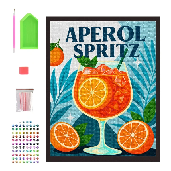 SPLAT PLANET DIAMOND PAINTING KIT ON FRAMED CANVAS 30X40 cm APEROL SPRITZ