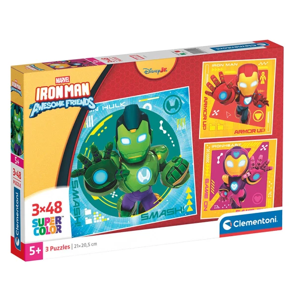 CLEMENTONI KIDS PUZZLE SUPER COLOR 3X48 pcs IRON MAN & HIS AWESOME FRIENDS