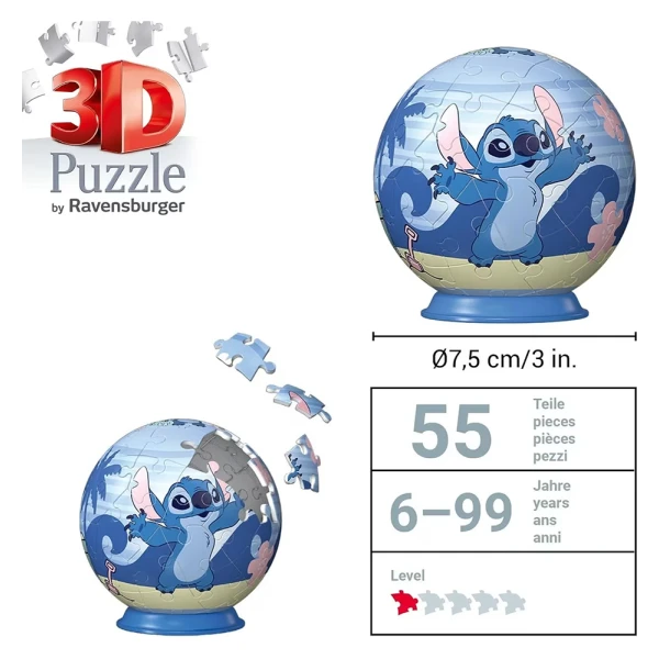 RAVENSBURGER 3D ΠΑΖΛ 54 τεμ. STITCH - 3 ΣΧΕΔΙΑ