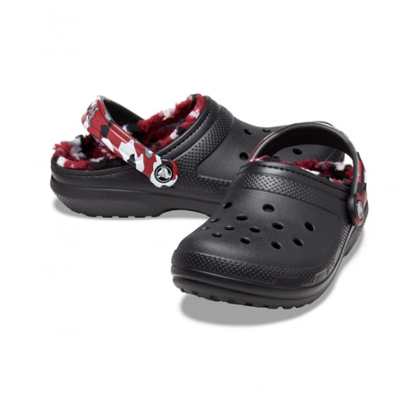 CROCS CLASSIC LINED CAMO CLOG K BLACK/RED