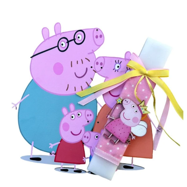 HANDMADE EASTER CANDLE PIGGY WITH PINK DRESS