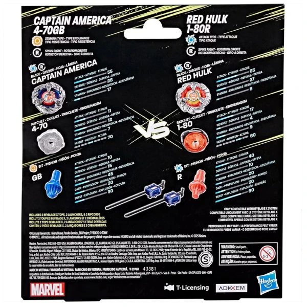 BEYBLADE X MARVEL COLLAB MULTIPACK CAPTAIN AMERICA & RED HULK
