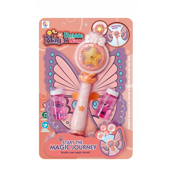 BUTTERFLY STICK WITH SOAP BUBBLES WITH LIGHTS AND SOUNDS - 2 COLORS