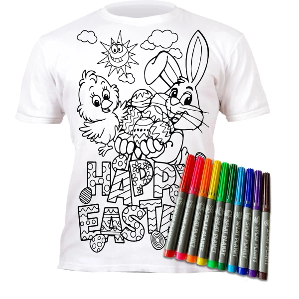 SPLAT PLANET WASHABLE COLOURING T-SHIRT EASTER WITH MARKERS (7-8 YEARS)