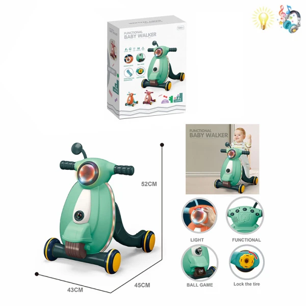 BABY WALKER MOTORCYCLE WITH LIGHTS AND SOUNDS GREEN