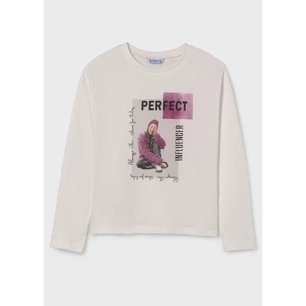 MAYORAL LONG SLEEVES BLOUSE PHOTOGRAPH IVORY-PURPLE