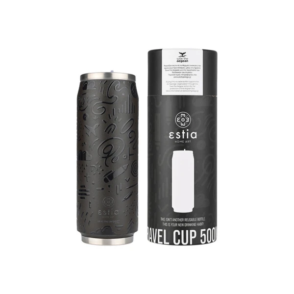 ESTIA HOME ART ΘΕΡΜΟΣ TRAVEL CUP 500ml - NOIR ECHO