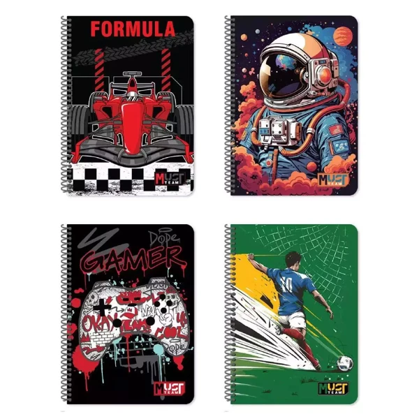 MUST TEAM SPIRAL NOTEBOOK 17Χ25  cm 2 SUBJECTS 60 SHEETS PLAYERS - 4 DESIGNS
