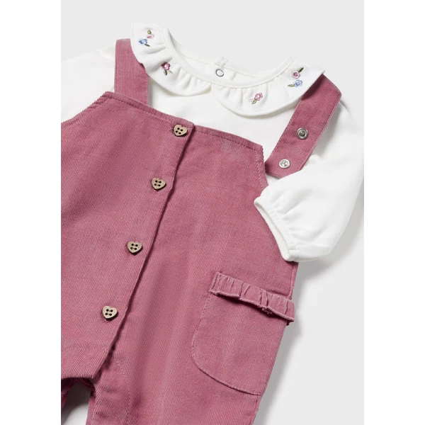 MAYORAL SET DUNGAREES BLOUSE PINK INTENSE