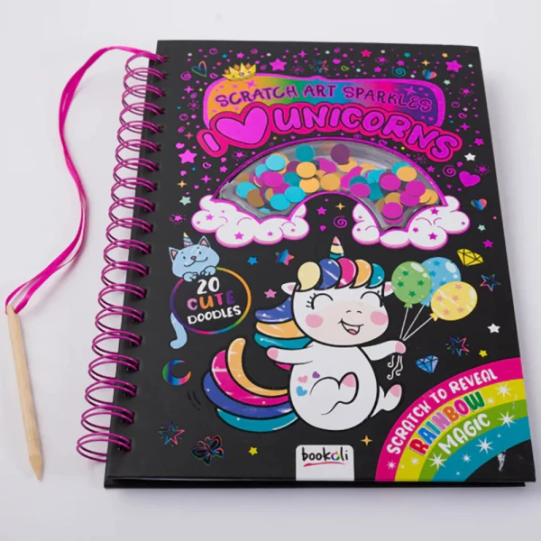 COLORING BOOK SCRATCH ART SPARKLES - I LOVE UNICORNS