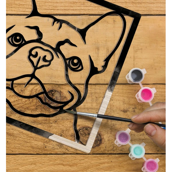 SPLAT PLANET WOODEN 3D PAINTING CONSTRUCTION FRENCH BULLDOG