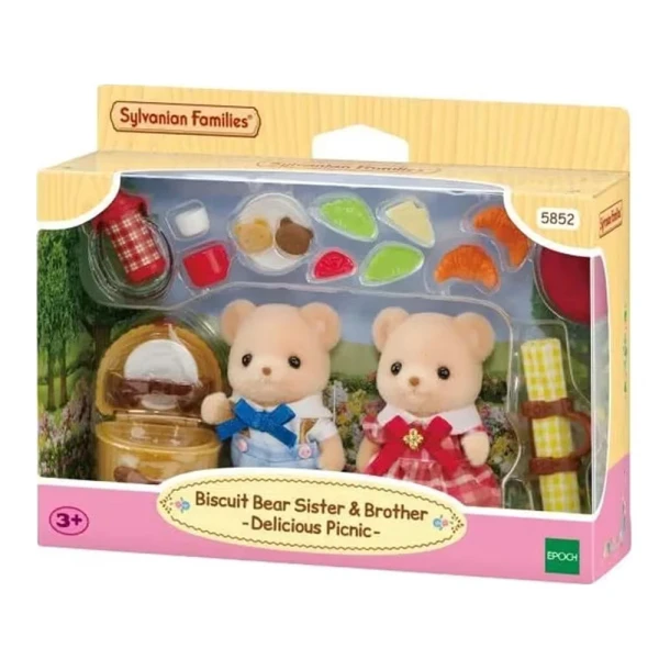 THE SYLVANIAN FAMILIES BISCUIT BEAR SISTER & BROTHER DELICIOUS PICNIC
