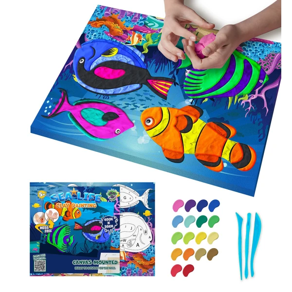 SPLAT PLANET MESS-FREE PAINT KIT WITH CLAY SEA LIFE