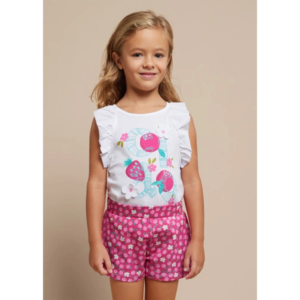 MAYORAL SET SHORT PANTS FRUITS FUCHSIA
