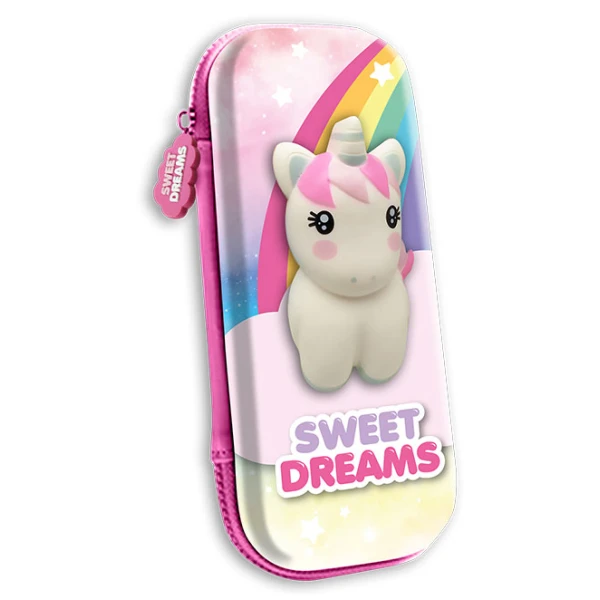 SWEET DREAMS PENCIL CASE WITH ANTI-STRESS UNICORN DOLL