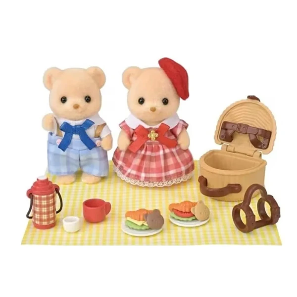 THE SYLVANIAN FAMILIES BISCUIT BEAR SISTER & BROTHER DELICIOUS PICNIC
