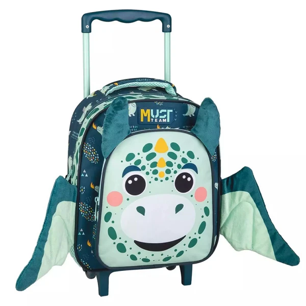 MUST TEAM PRESCHOOL TROLLEY BACKPACK 27X10X31 cm WITH 2 COMPARTMENTS - LITTLE DRAGON