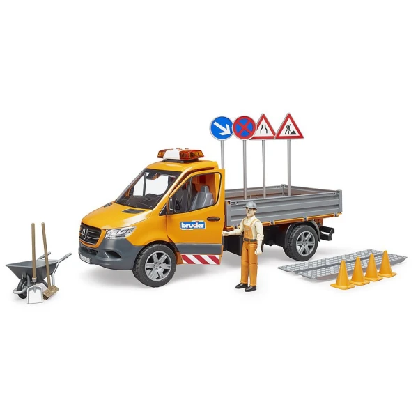 BRUDER MUNICIPAL VEHICLE MERCEDES BENZ SPRINTER WITH DRIVER AND ACCESSORIES