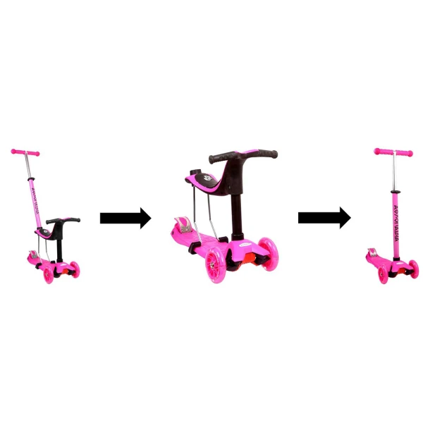 KIDS 3-WHEELS SCOOTER 3 IN 1 FUCHSIA