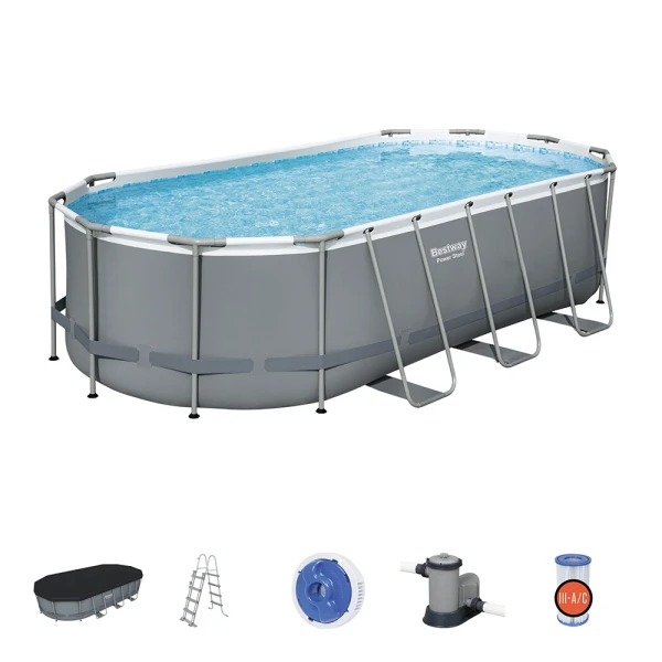 BESTWAY OVAL FAMILY POOL 549X274X122 cm SET POWER STEEL
