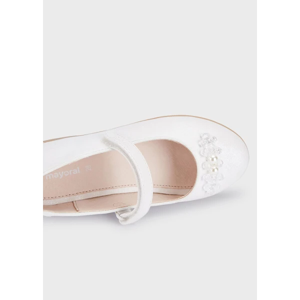 MAYORAL BALLERINA SHOES BEADS WHITE-SILVER