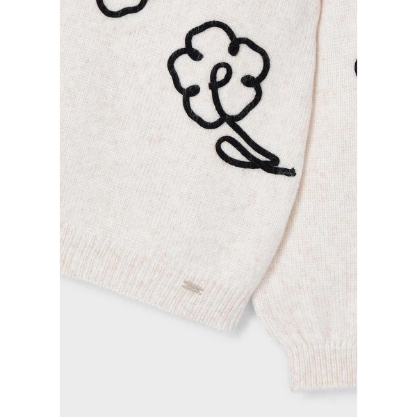 MAYORAL JERSEY FLOWERS APPLIQUE MACCHIATO 