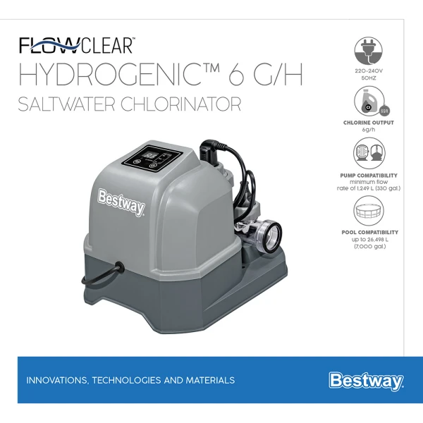 BESTWAY FLOWCLEAR HYDROGENIC 6g/h ΧΛΩΡΙΩΤΗΣ ΘΑΛΑΣΣΙΝΟΥ ΝΕΡΟΥ