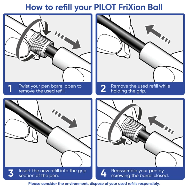 PILOT FRIXION BALL & CLICKER 0.7MM PEN – 3 COLORS