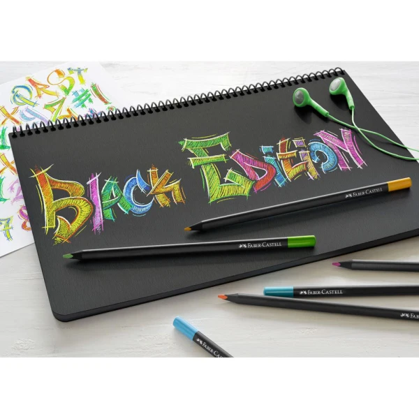 FABER-CASTELL WOODEN COLOURS BLACK EDITION SET 12 PENCILS
