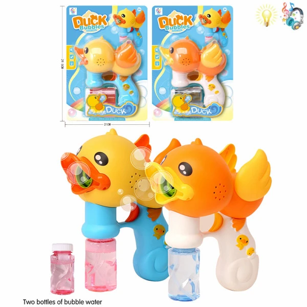 BATTERY-OPERATED DUCK BUBBLE GUN WITH LIGHTS & SOUNDS -  2 COLORS