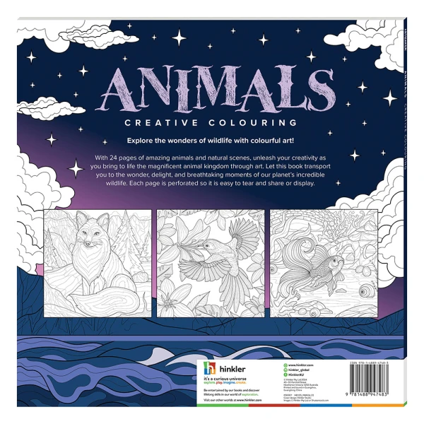 HINKLER COLOURING BOOK ART MAKER SQUARE AMAZING ANIMALS