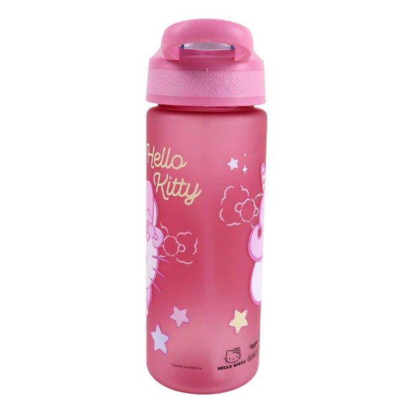 PLASTIC WATER BOTTLE 600ml WITH STRAW HELLO KITTY