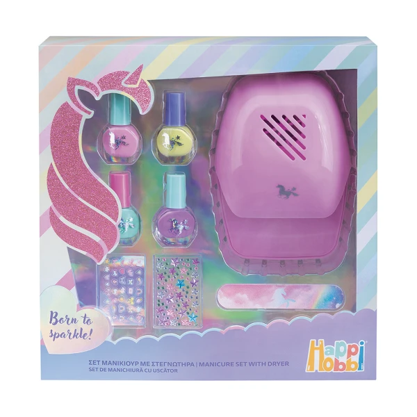 HAPPIHOBBI MANICURE SET WITH DRYER FOR AGES 6+ 