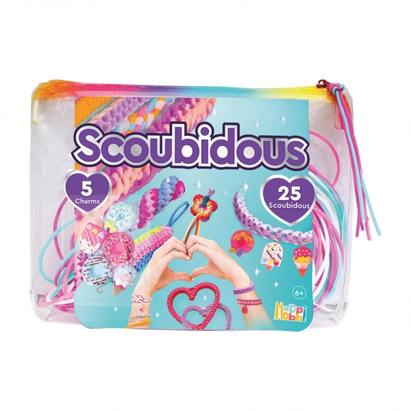 HAPPIHOBBI BAG WITH 25 SCOUBIDOUS & ACCESSORIES - 2 COLORS