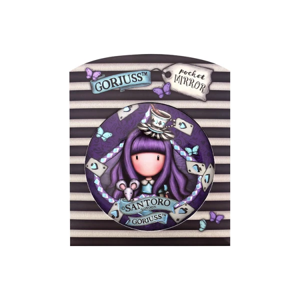 GORJUSS MIRROR WITH POUCH WONDERLAND A LITTLE MORE TEA