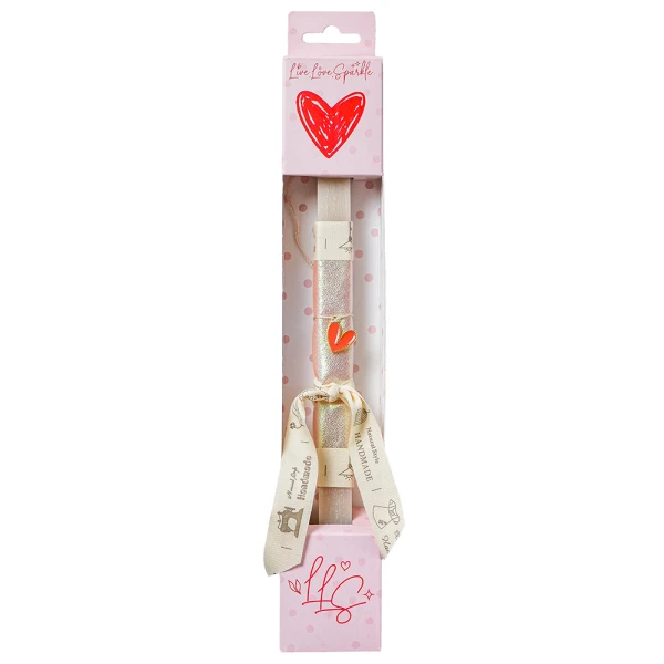 SCENTED CANDLE 30 cm WITH NECKLACE RED or PINK HEART 1.5 cm