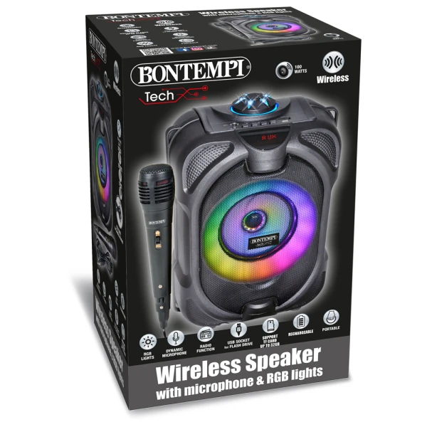 BONTEMPI ΑΣΥΡΜΑΤΟ ΗΧΕΙΟ ΜΕ ΜΙΚΡΟΦΩΝΟ ΚΑΙ RGB LIGHTS