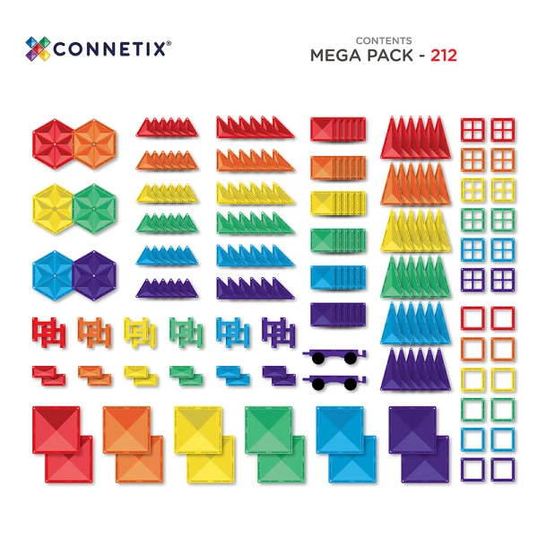 CONNETIX MAGNETIC TILES RAINBOW MEGA PACK 212 pcs