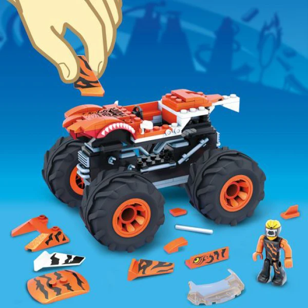 MEGA BLOKS HOT WHEELS MONSTER TRUCKS VEHICLE TIGER SHARK 187 pcs