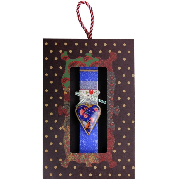 SYNCHRONIA HANDMADE CANDLE 30 cm SMALL FLORAL HEART BLUE