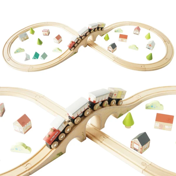 LE TOY VAN WOODEN TRAIN WITH CARRIAGES AND ACCESSORIES