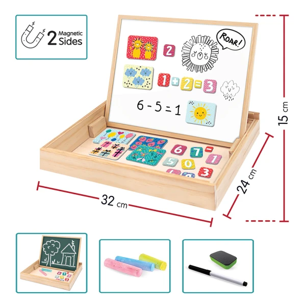 HAPPIHOBBI MAGNET WOODEN MAGNETIC BOARD DOUBLE-SIDED FOR AGES 3+
