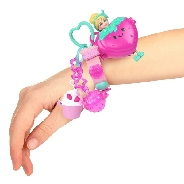 POLLY POCKET DOLL WITH ACCESSORIES & KEYCHAIN - STRAWBERRY