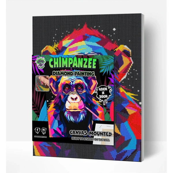 SPLAT PLANET DIAMOND PAINTING KIT ON FRAMED CANVAS 30X40 cm CHIMPANZEE 