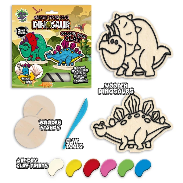 SPLAT PLANET MESS-FREE PAINT KIT WITH CLAY DINOSAUR